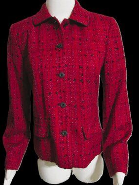 NEW Womens Ladies RAFAEL SPORT Red & Black Tweed Short Dress Blazer Jacket S